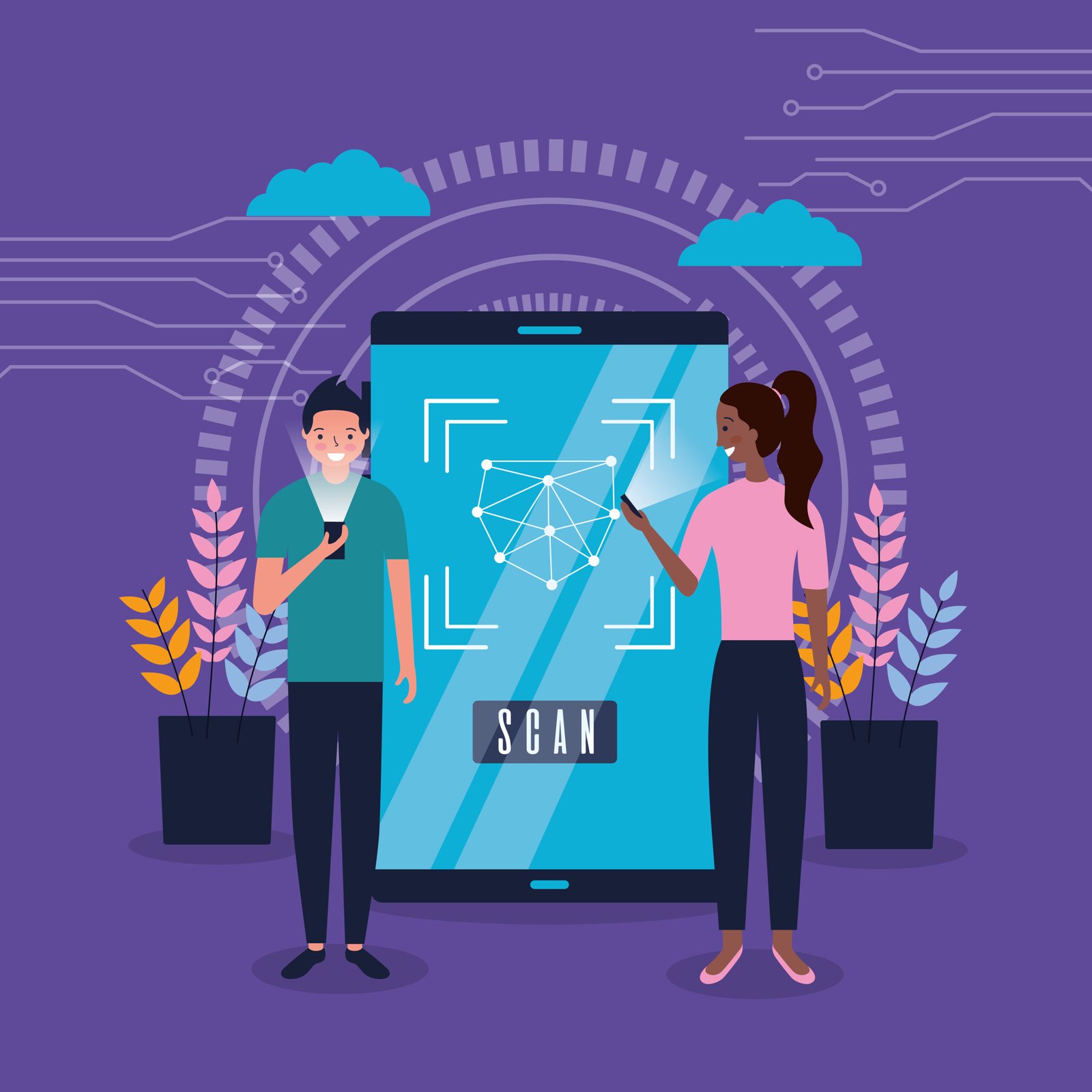 Adoption of technology helps a girl and boy easily share info with clients and each other improving work
